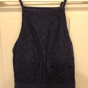 Francesca’s Lace Slit Back mini dress “Diane” Navy